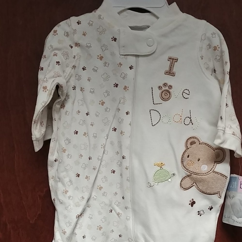 Just Born "I Love Daddy" 3-6 Zip up Sleeper NWT